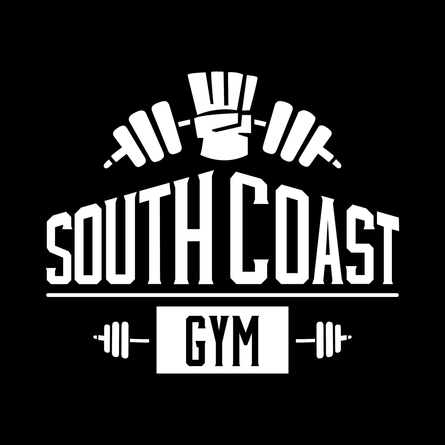 The South Coast Gym neon sign over the training floor